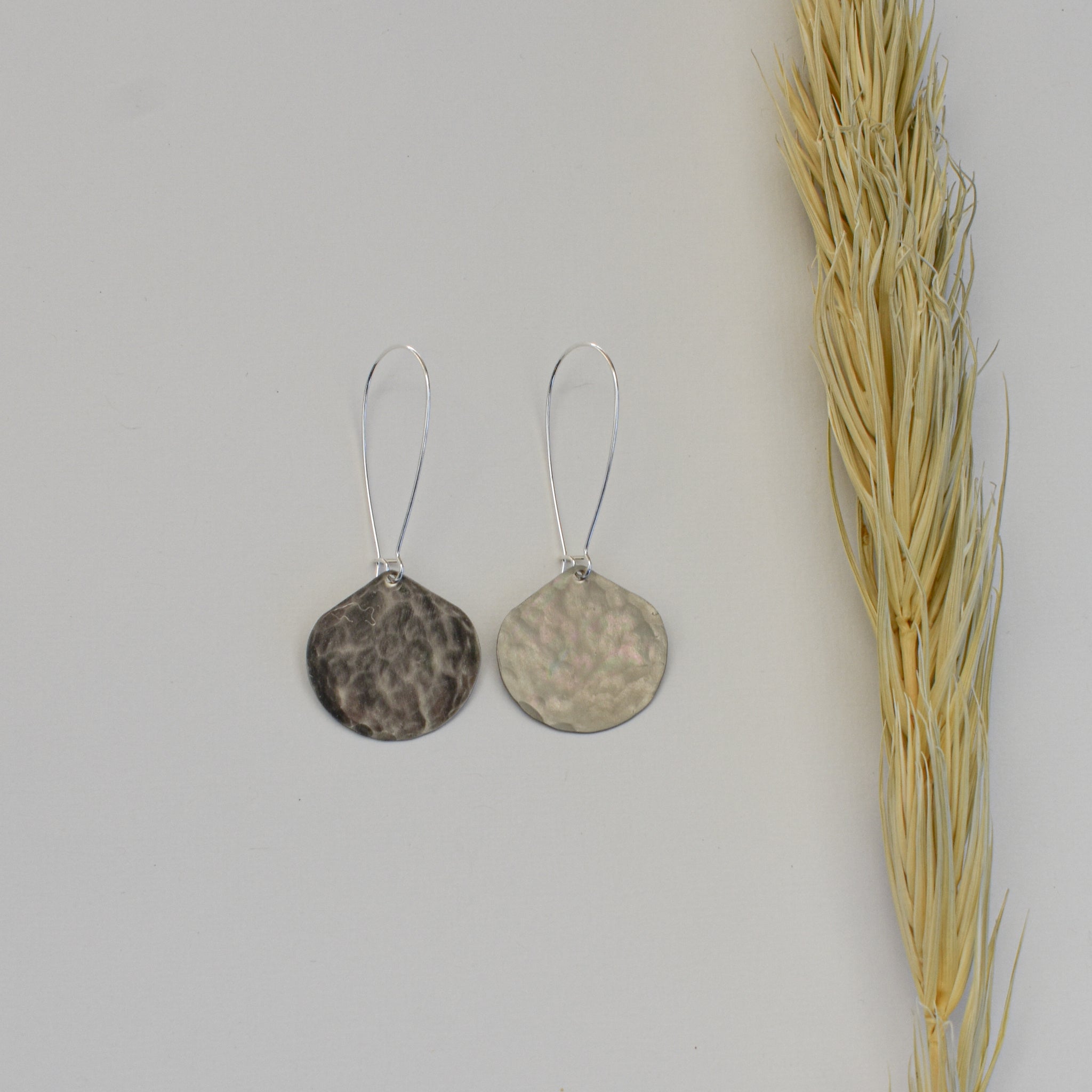 Moon Drop Earrings in Nickel Silver
