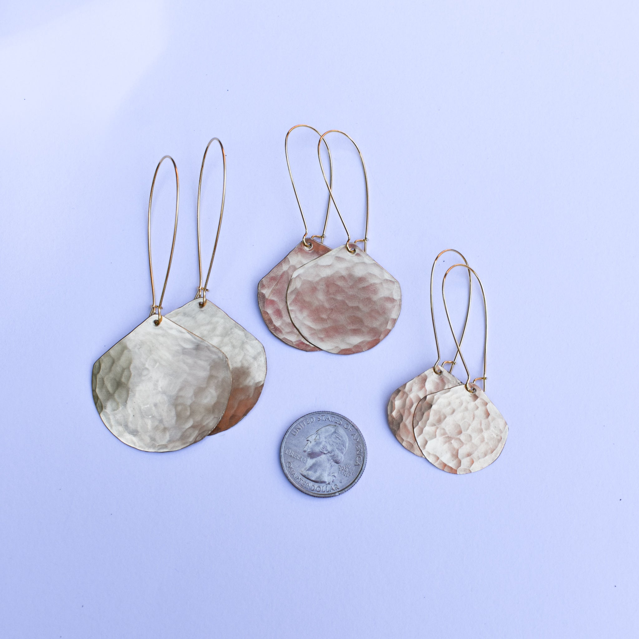 Moon Drop Earrings in Brass