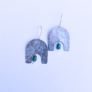 Arch + Stone Earrings- nickel silver & turquoise