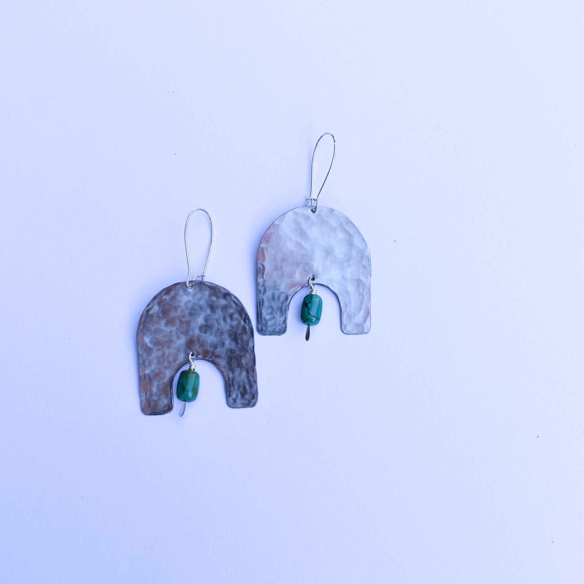 Arch + Stone Earrings- nickel silver & turquoise