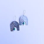 Load image into Gallery viewer, Arch + Stone Earrings- nickel silver &amp; turquoise
