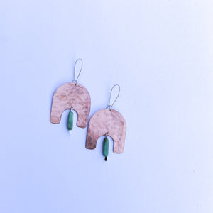 Arch + Stone Earrings- copper & turquoise