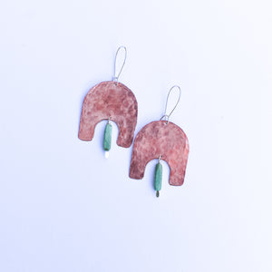 Arch + Stone Earrings- copper & turquoise