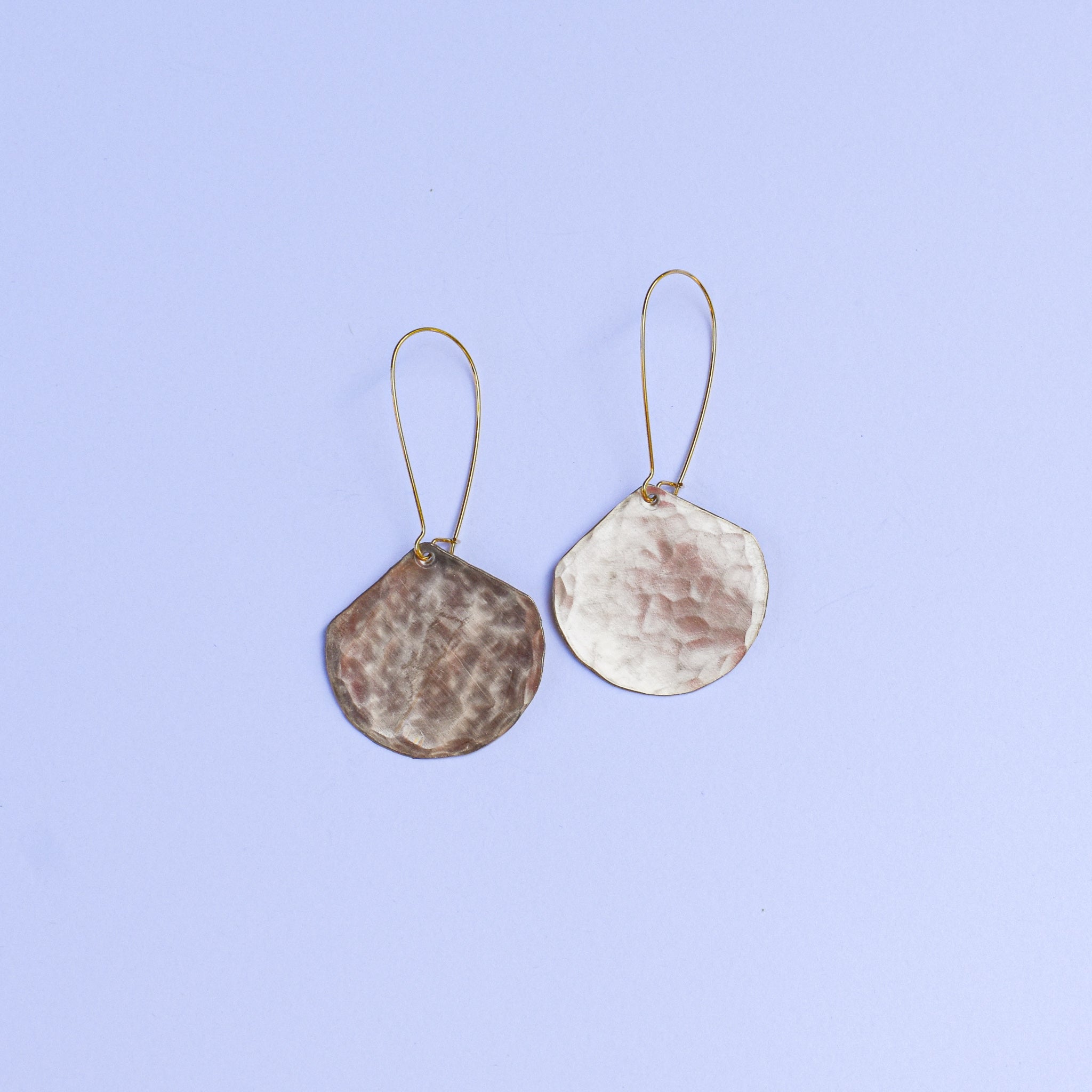 Moon Drop Earrings in Brass