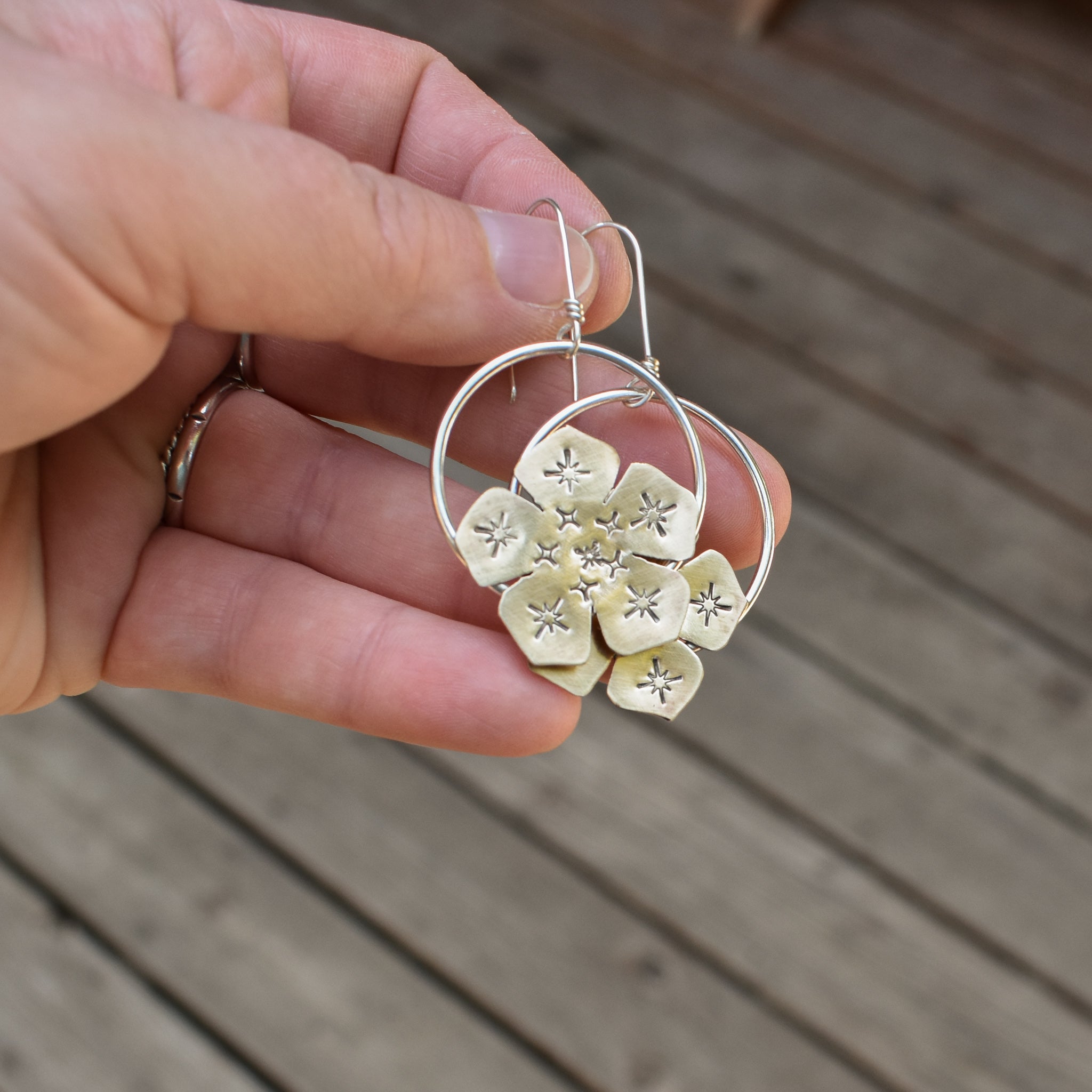 Stamped Flower Hoops