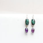 Load image into Gallery viewer, Emerald and Amethyst Earrings
