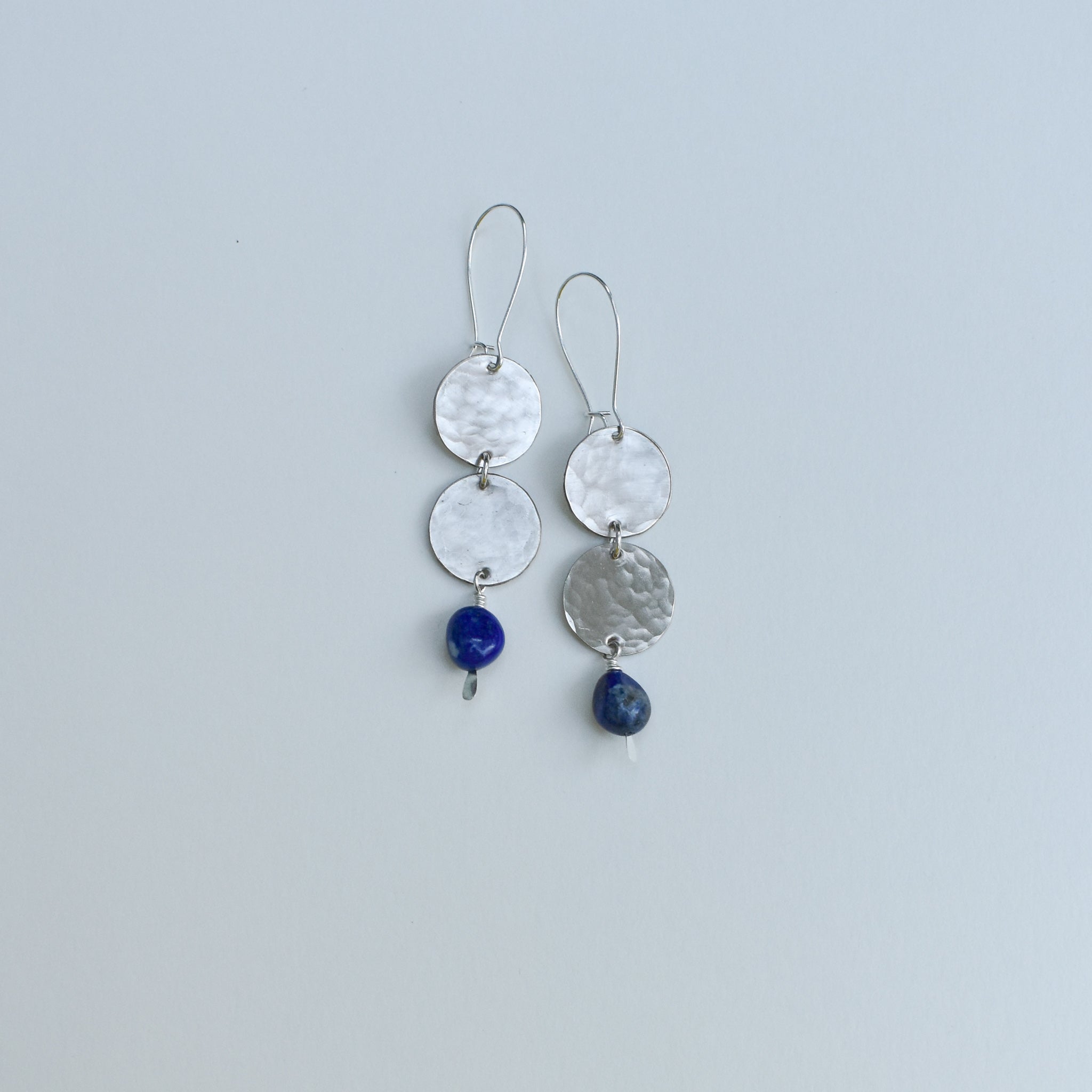 Double Moon + Stone- nickel silver & lapis lazuli