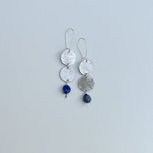 Double Moon + Stone- nickel silver & lapis lazuli