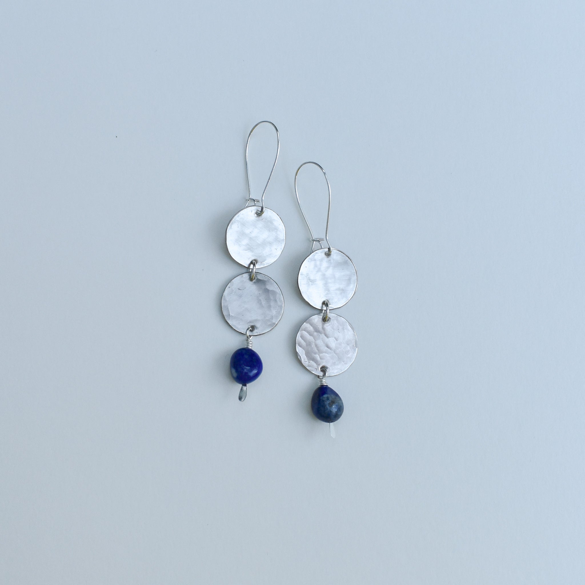 Double Moon + Stone- nickel silver & lapis lazuli