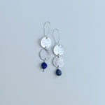 Load image into Gallery viewer, Double Moon + Stone- nickel silver &amp; lapis lazuli
