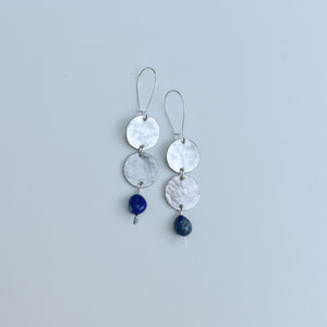 Double Moon + Stone- nickel silver & lapis lazuli