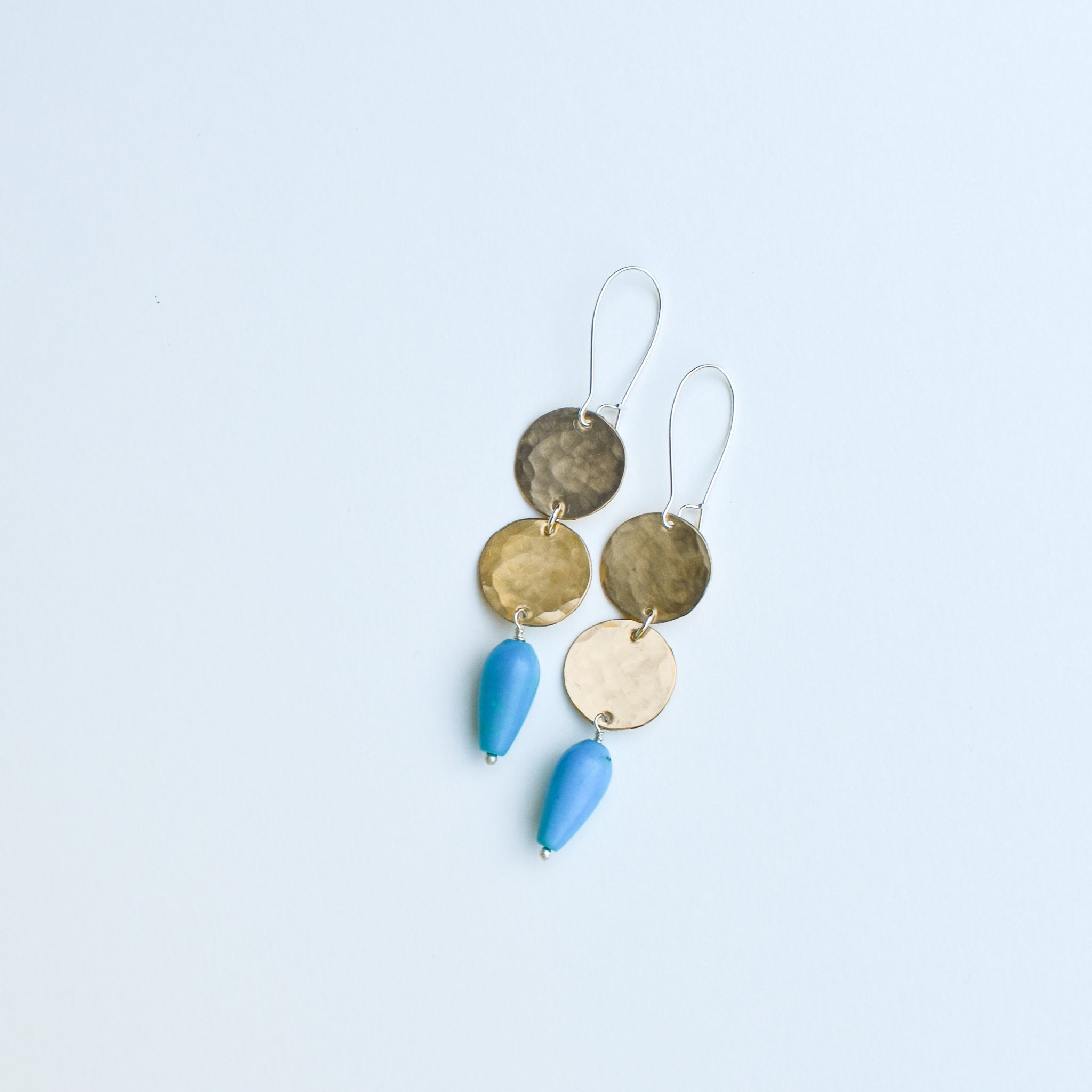 Double Moon + Stone- brass & turquoise