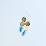 Load image into Gallery viewer, Double Moon + Stone- brass &amp; turquoise
