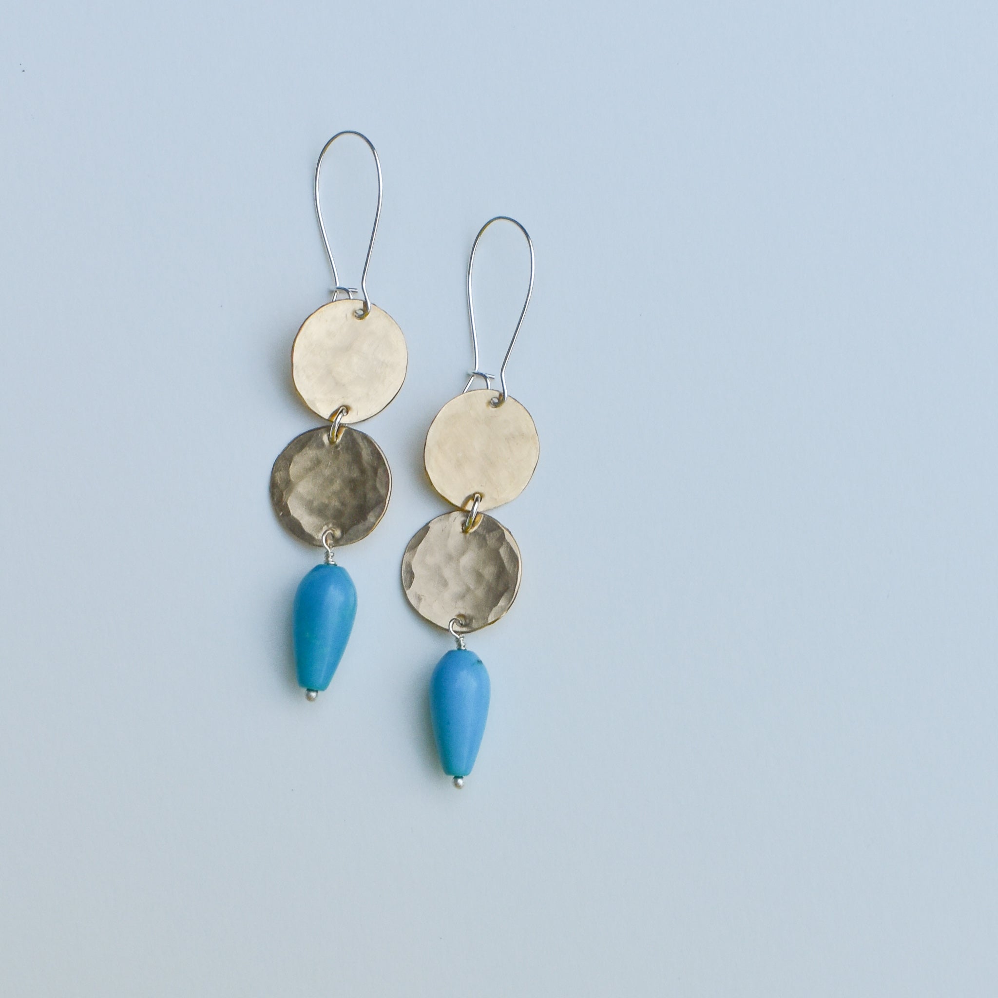 Double Moon + Stone- brass & turquoise