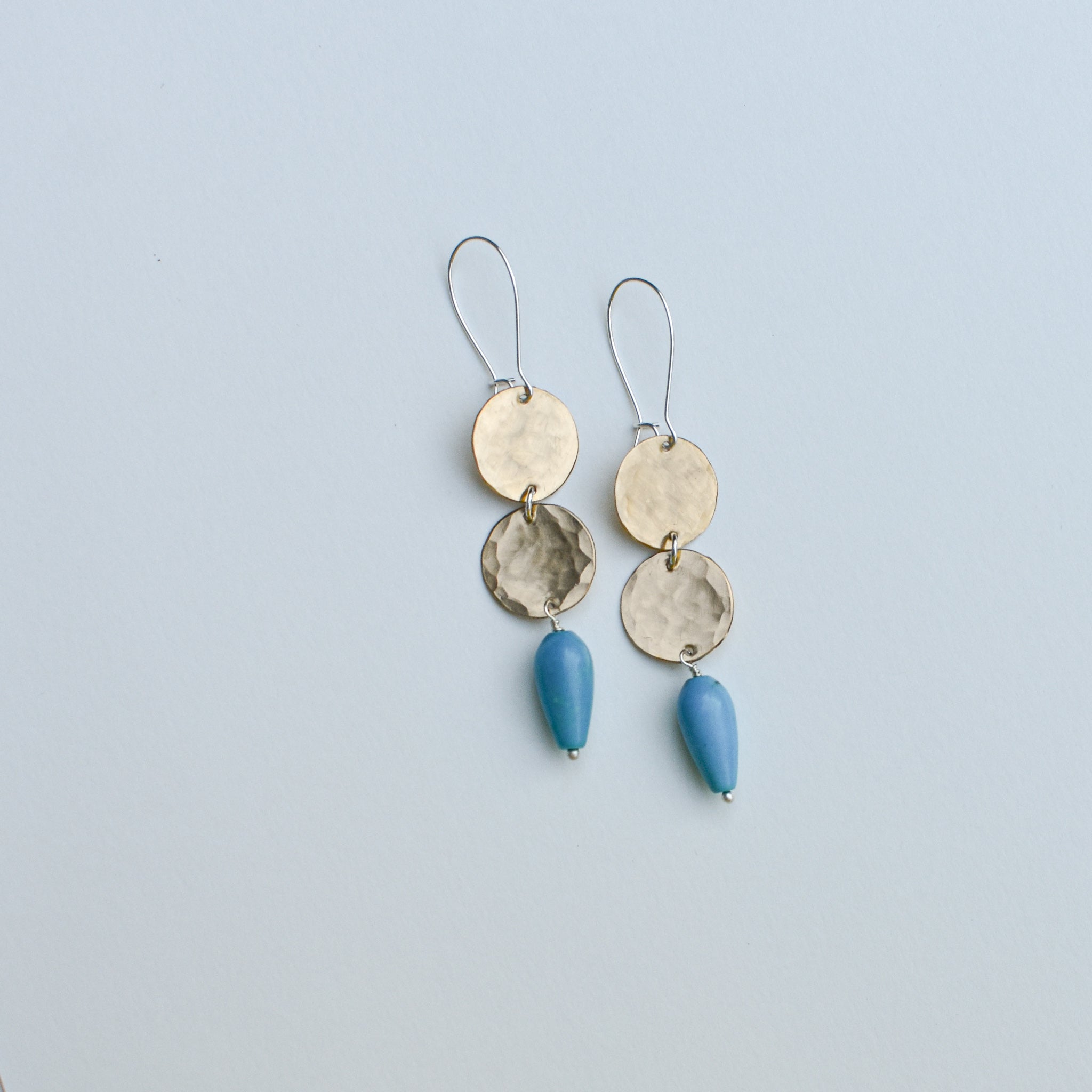 Double Moon + Stone- brass & turquoise