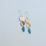 Load image into Gallery viewer, Double Moon + Stone- brass &amp; turquoise
