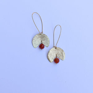 Eclipse Brass + Carnelian Earrings