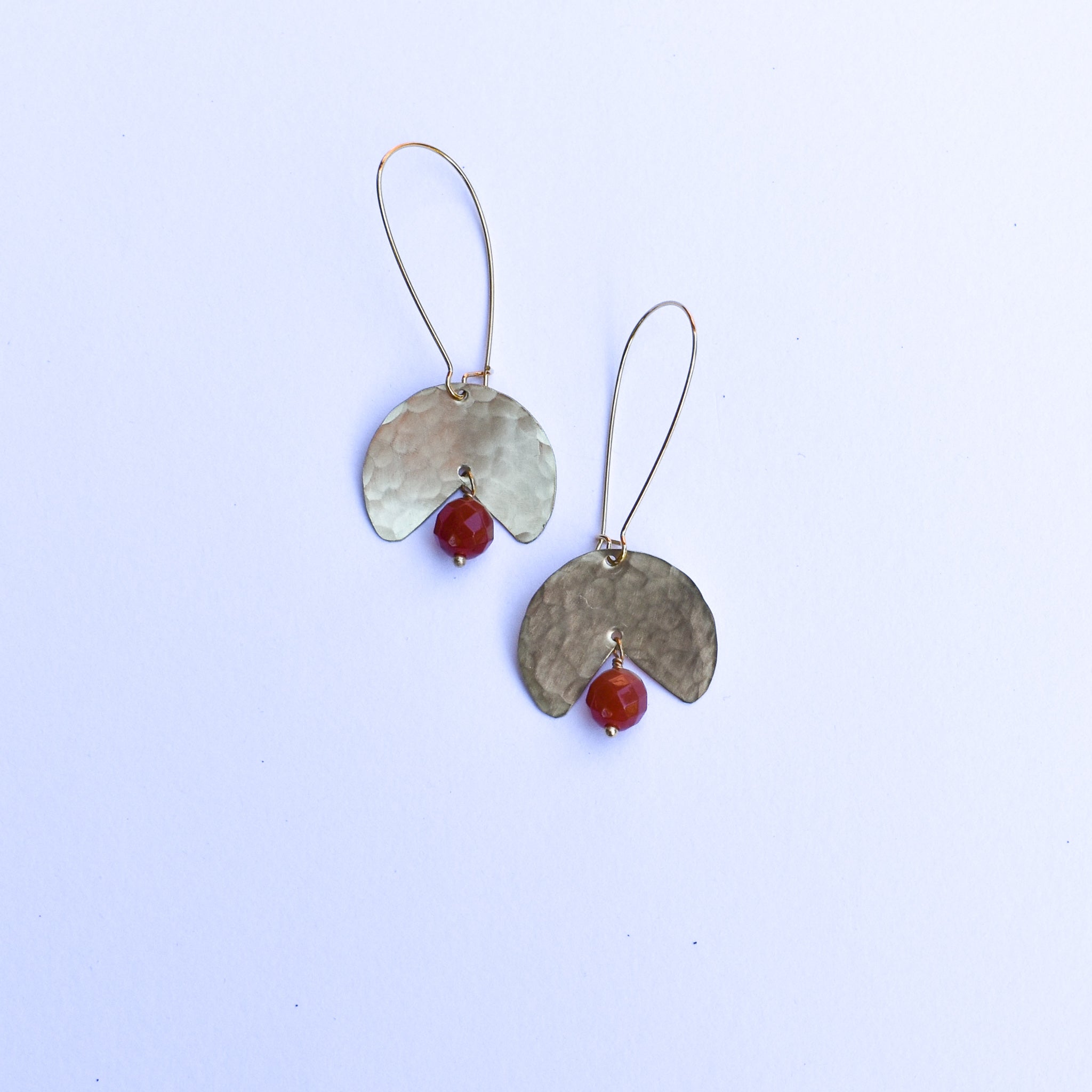 Eclipse Brass + Carnelian Earrings