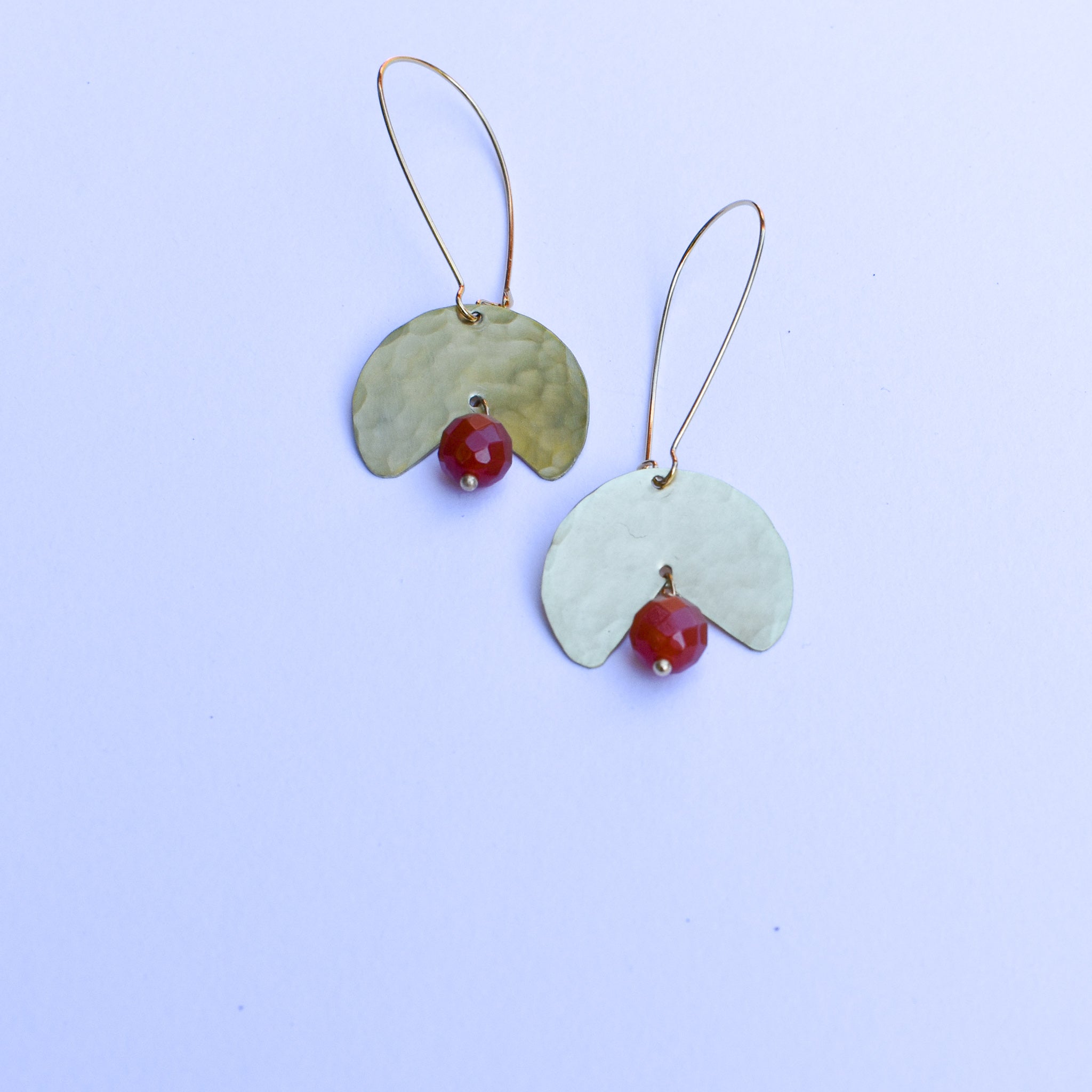 Eclipse Brass + Carnelian Earrings