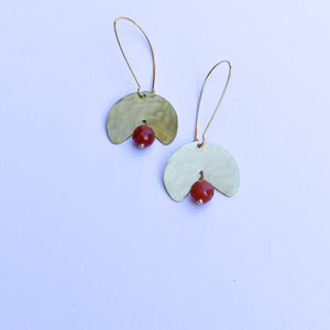 Eclipse Brass + Carnelian Earrings