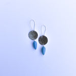 Load image into Gallery viewer, Tiny Moon + Drop Earrings - nickel silver &amp; turquoise
