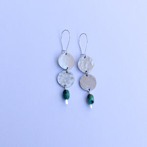 Double Moon + Stone- nickel silver & turquoise