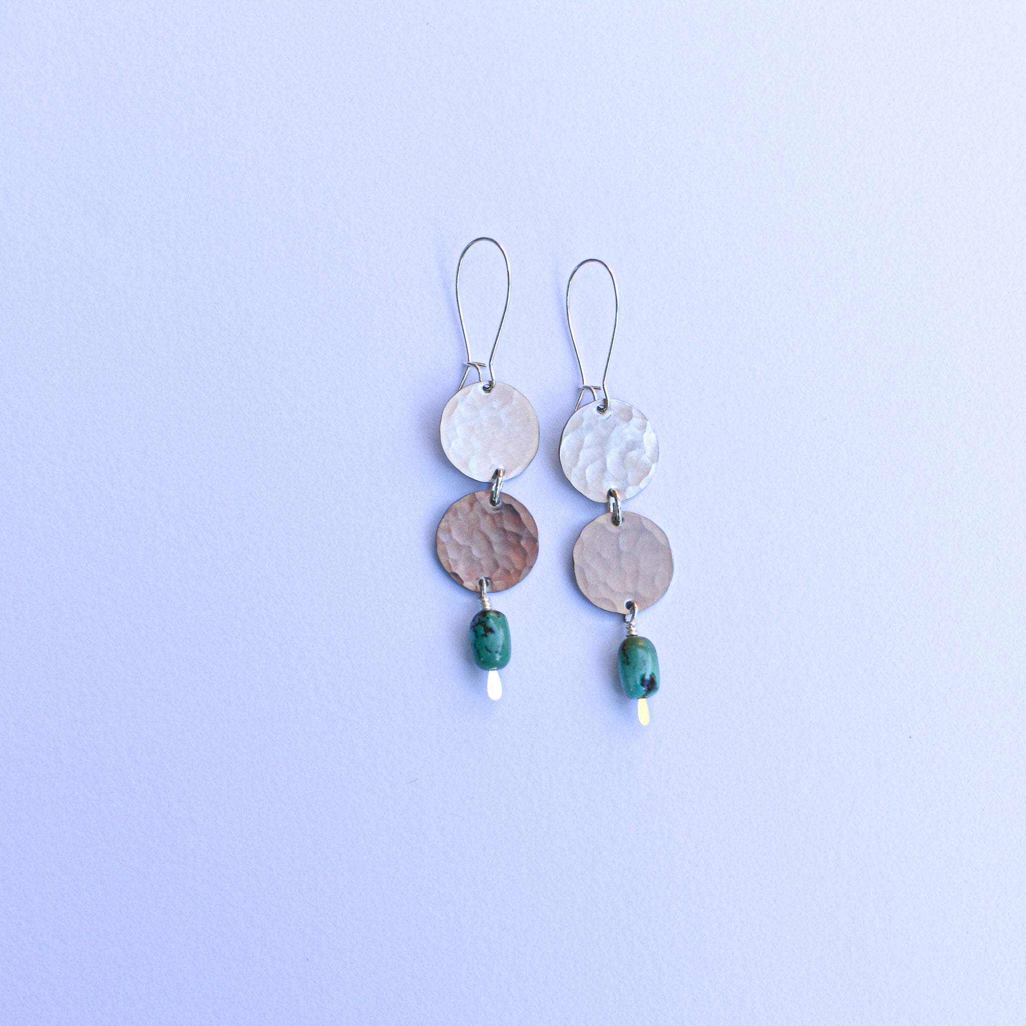 Double Moon + Stone- nickel silver & turquoise