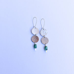 Double Moon + Stone- nickel silver & turquoise