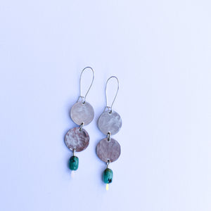 Double Moon + Stone- nickel silver & turquoise