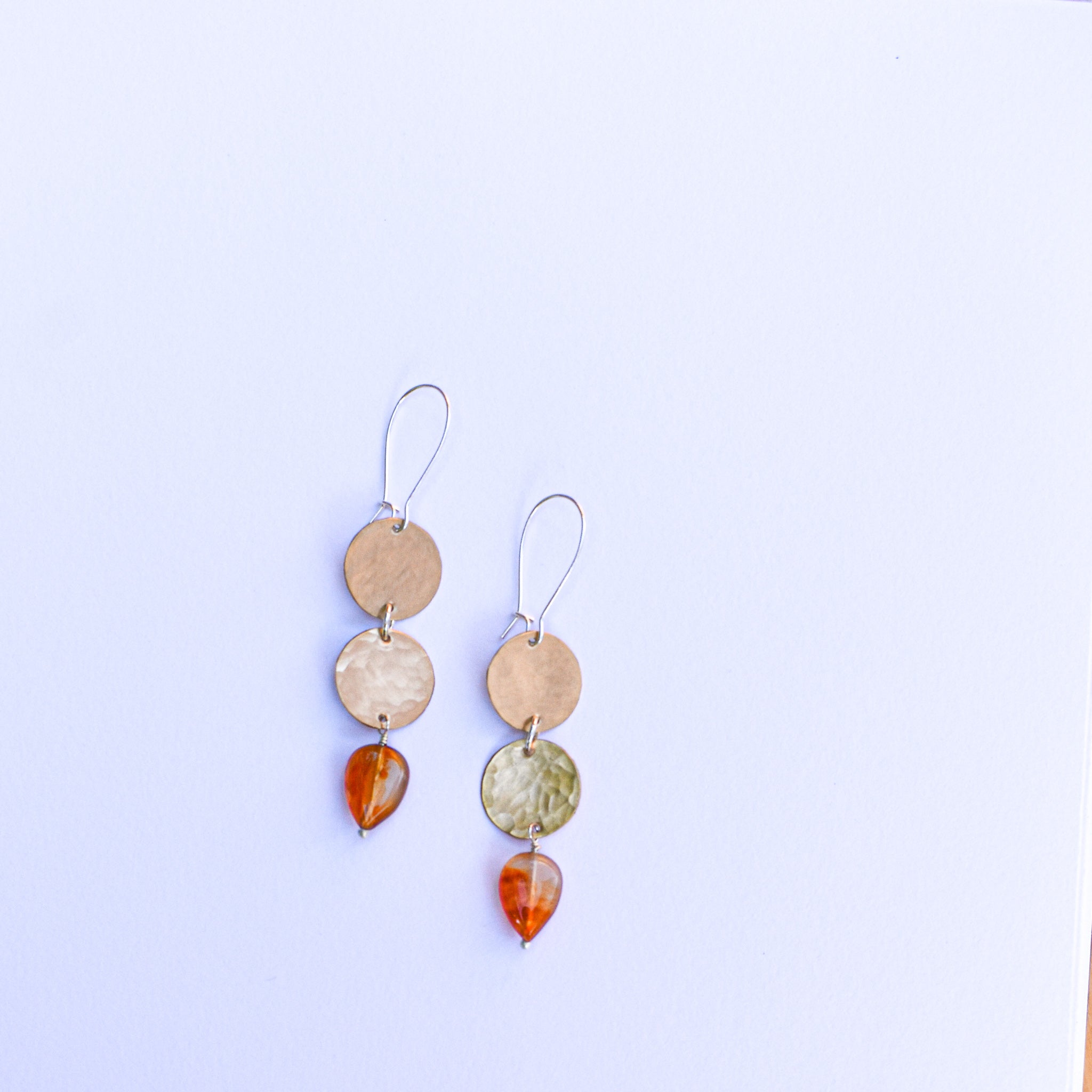 Double Moon + Stone- brass & agate