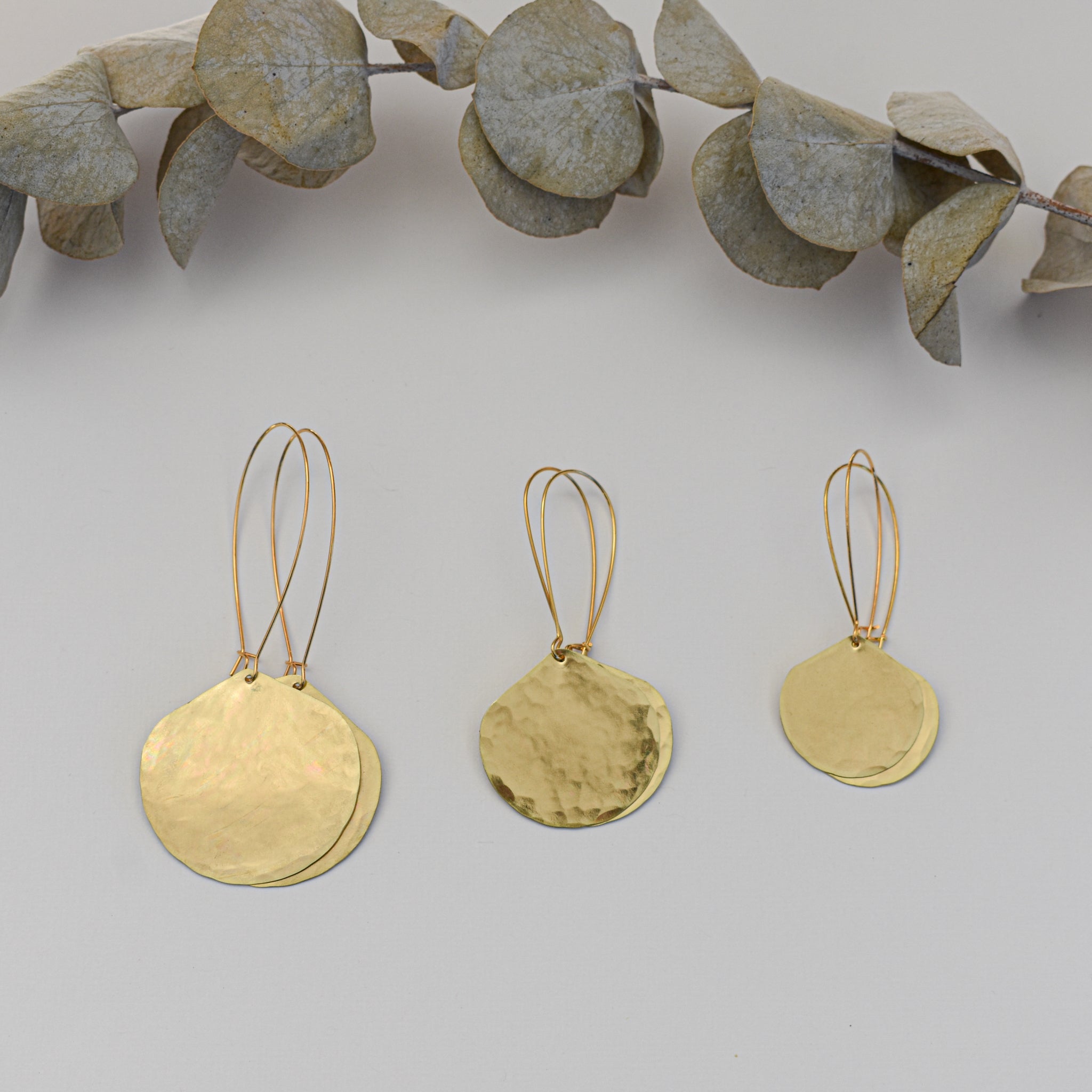Moon Drop Earrings in Brass